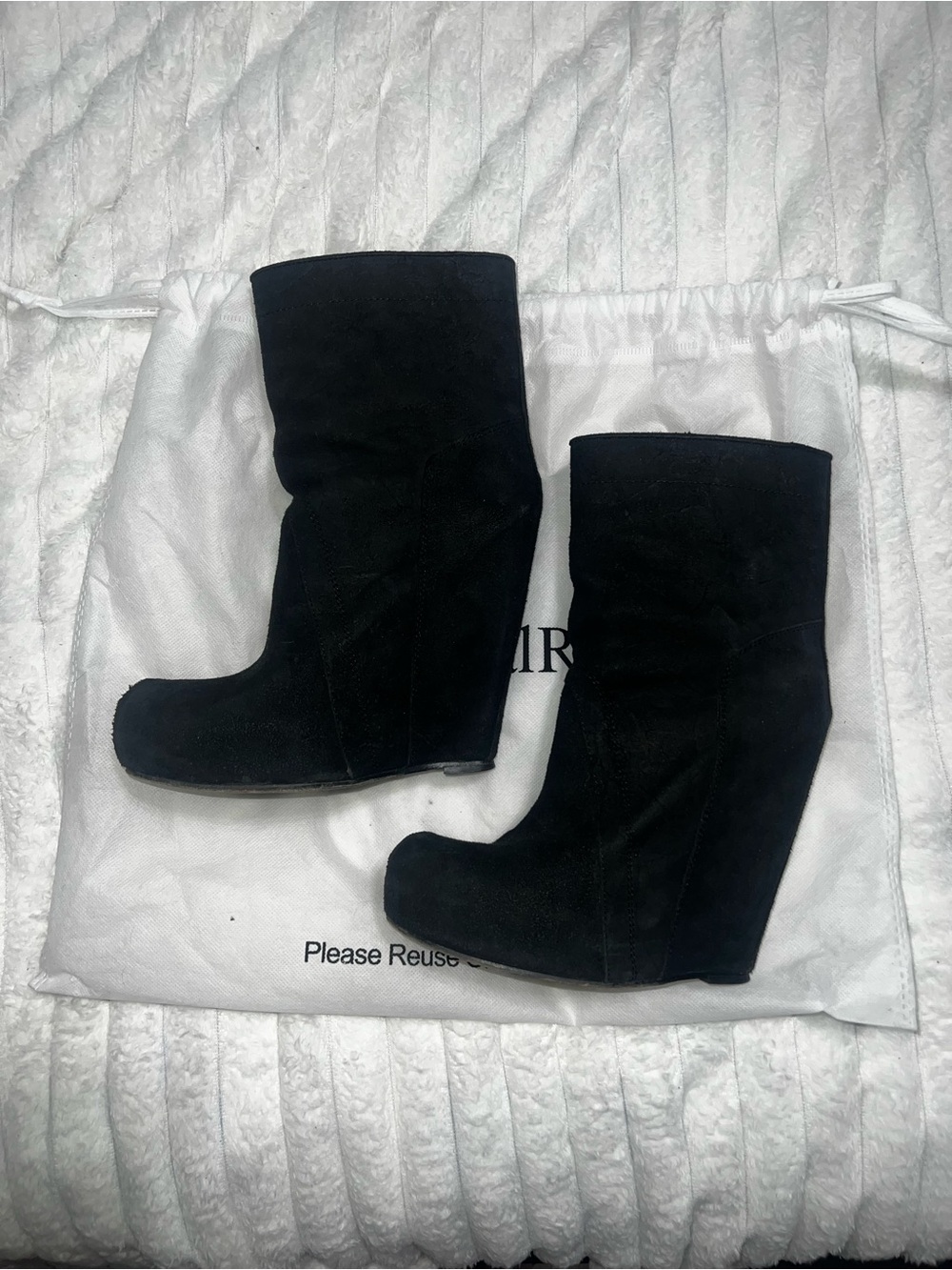 Rick Owens Black Wedge Boots